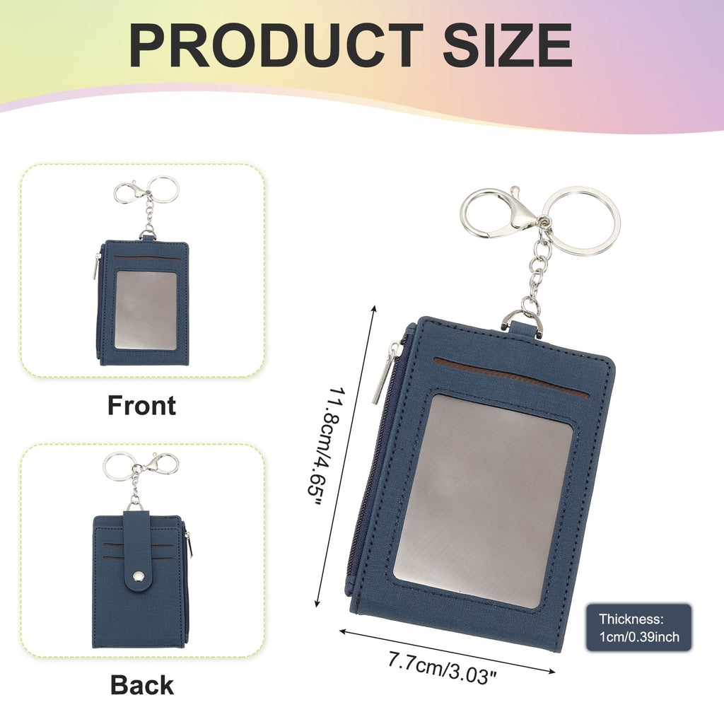 Card Holder Keychain Wallet, Leather RFID Blocking Credit Card Holder Slim Minimalist Wallet with Zipper Pocket for M... - Image 2