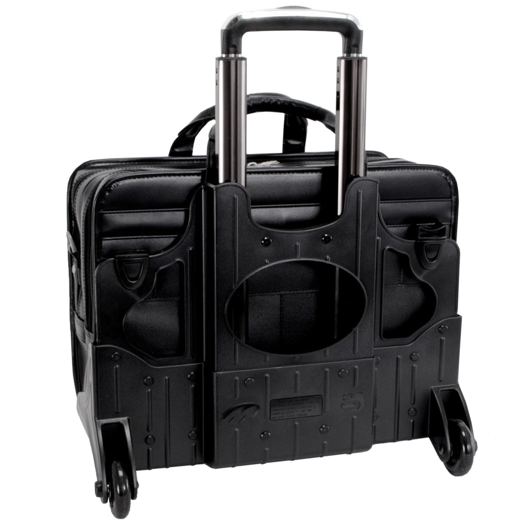 Mcklein 17" Clinton Leather 2-in-1 Removable-Wheeled Laptop Case 88445 - Black - Image 2