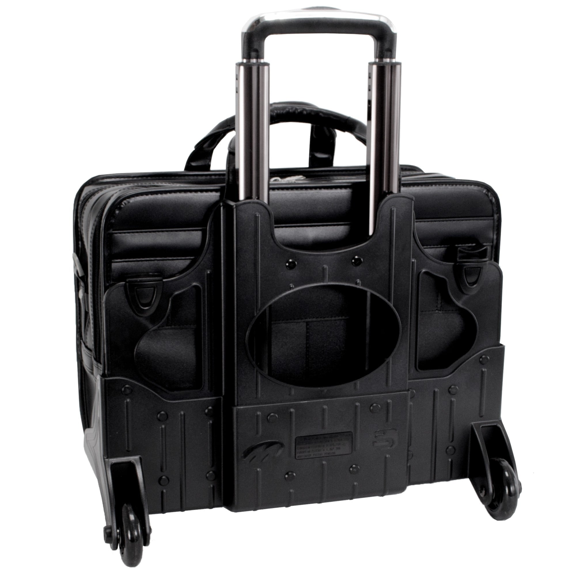 Mcklein 17" Clinton Leather 2-in-1 Removable-Wheeled Laptop Case 88445 - Black - Image 2