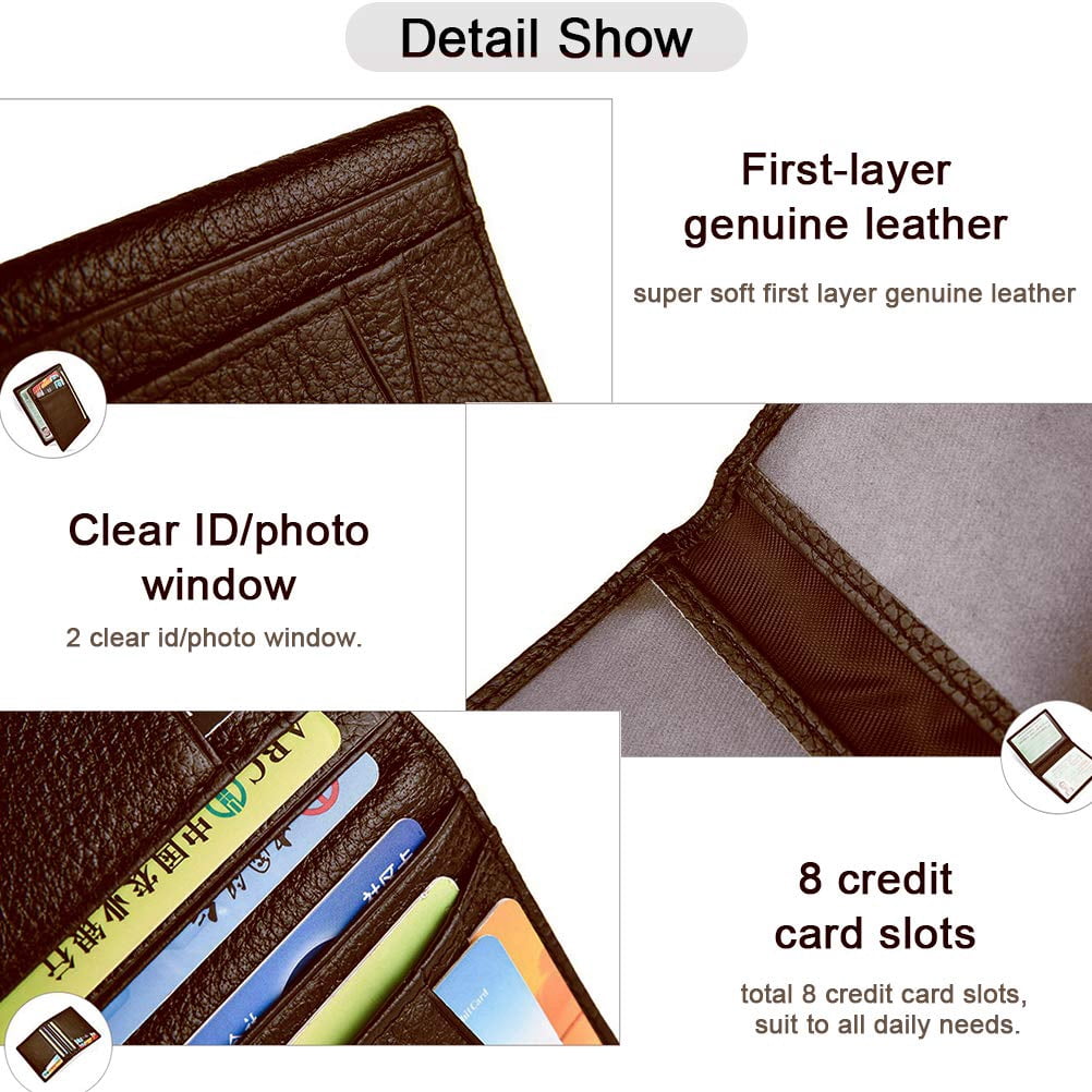 Ultra Thin Leather Credit Card Case, Credit Card Holder with ID Window, Slim Minimalist, Suitable for Daily Use, Wallets with 8 Card Slots a - Image 3