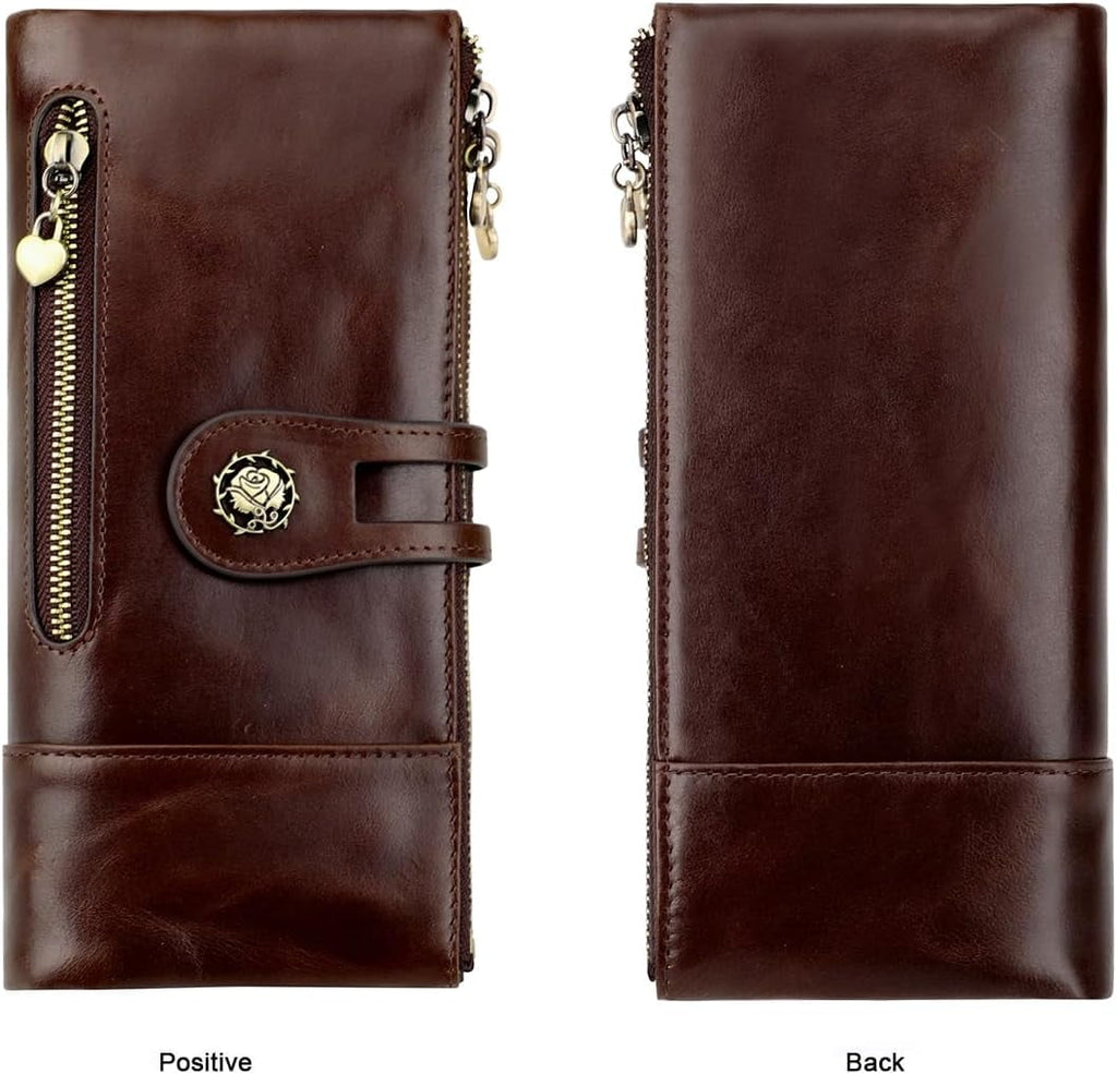 Women's RFID Blocking Wallet Soft Leather Clutch Money Ladies Purse Slim Card Holder Organizer Zip Pocket (Blue) - Image 2