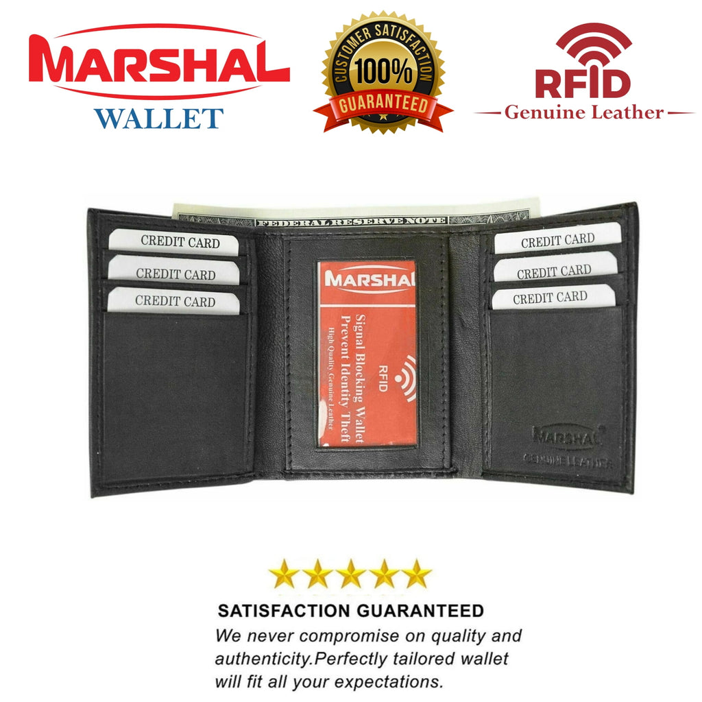 Genuine Leather Slim Trifold Wallets For Men - Mens Wallet RFID Blocking Holiday Gifts For Men - Image 2
