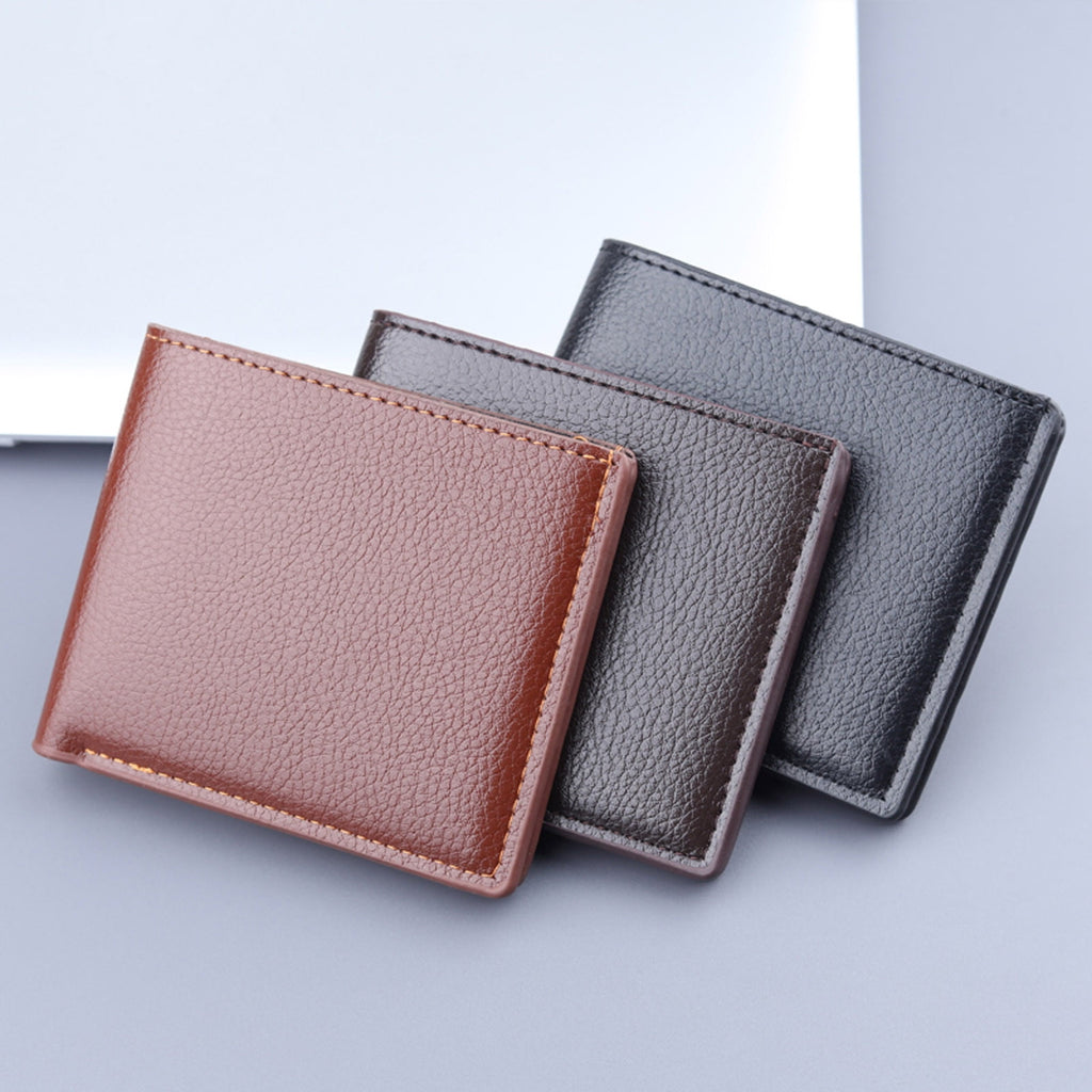Leather Mens Bifold Wallet Small Slim Thin Minimalist Card Holder Purse with ID Window for Men - Image 5
