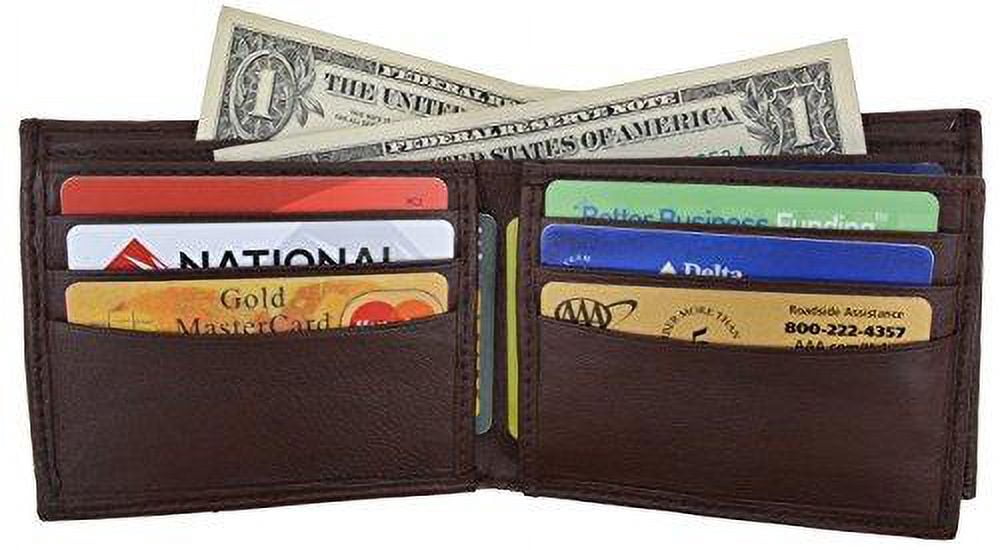 Bifold Men's Genuine Leather Center Flap Multi Card Holder Wallet NEW - Image 3