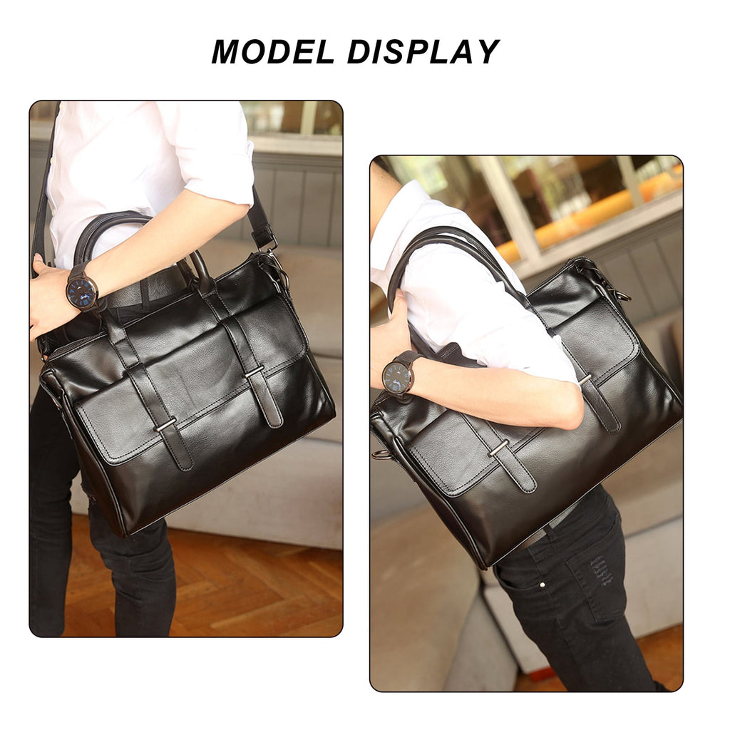 Briefcase Black - Portable Stylish Laptop Package with Multiple Compartments - Waterproof Leather-like Design,Suitabl... - Image 2
