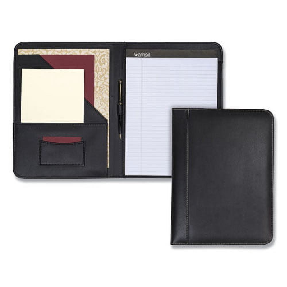 Contrast Stitch Leather Padfolio, 8 1/2 X 11, Leather, Black | Bundle of 2 - Image 4
