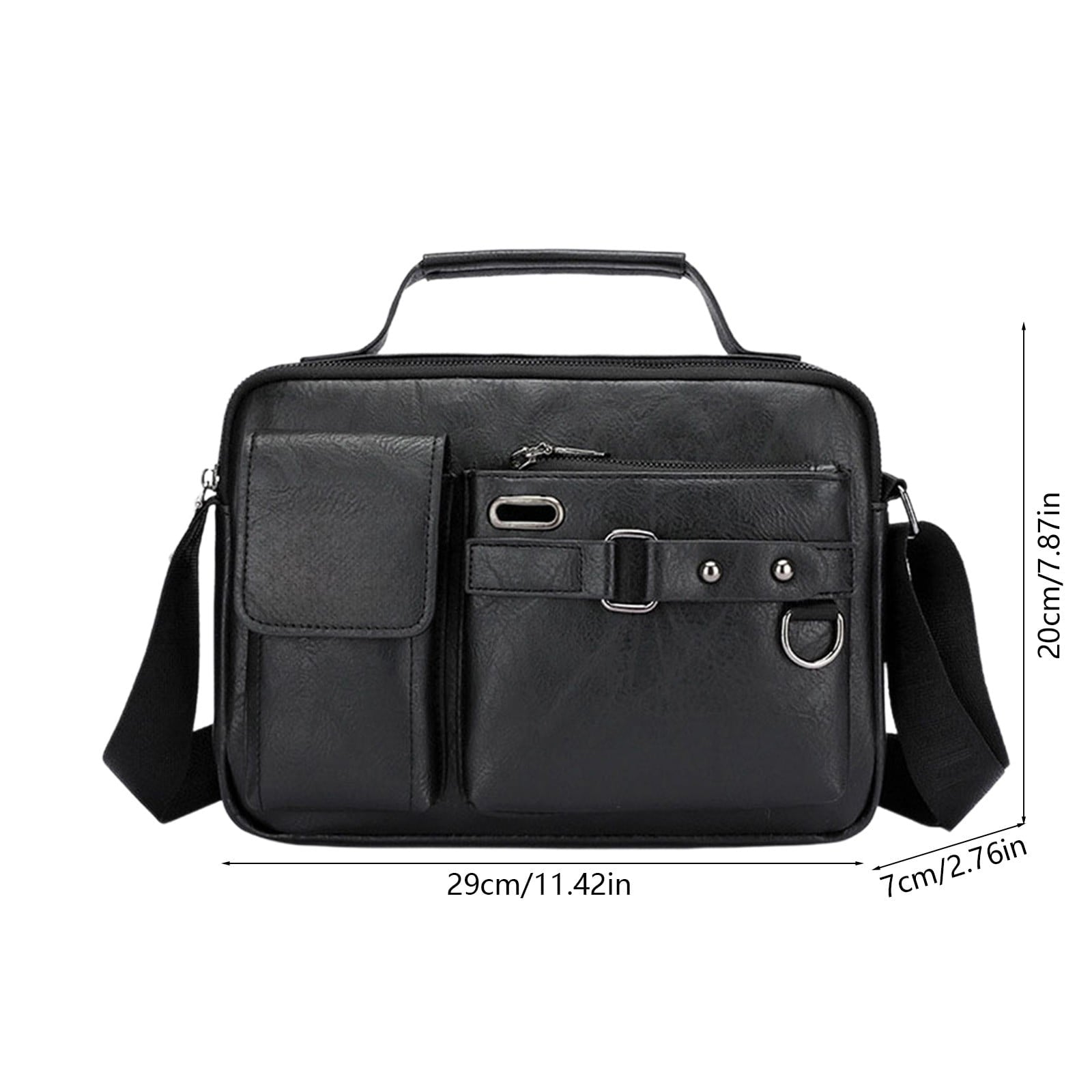 Textured Leather Shoulder Crossbody Bag with Adjustable Strap, Lightweight Laptop Bag for Work, Travel, and Daily Com... - Image 3