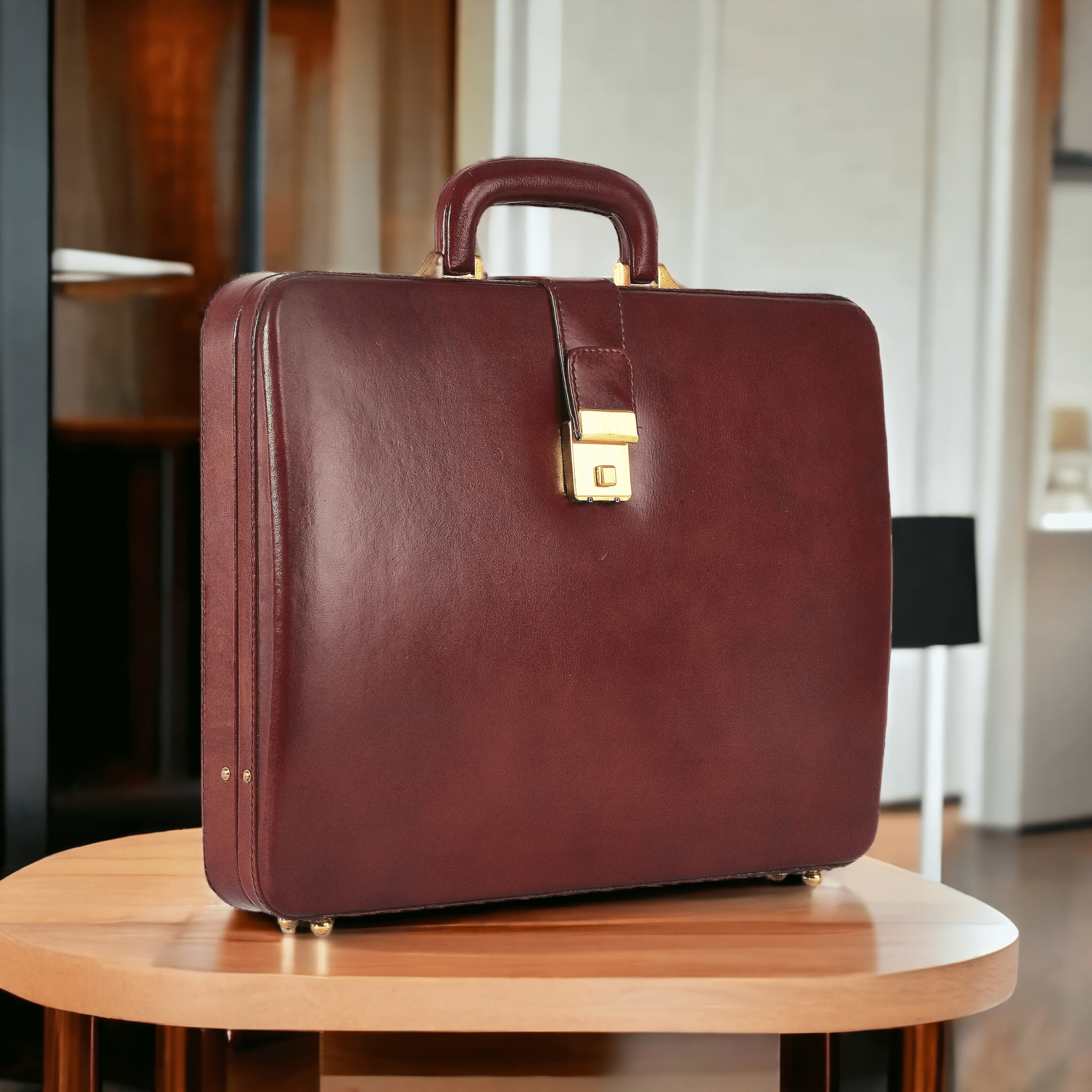 Premium Look Genuine Leather Attache Briefcase for Mens Office Handbag 14 Inch Laptop Case - Image 6