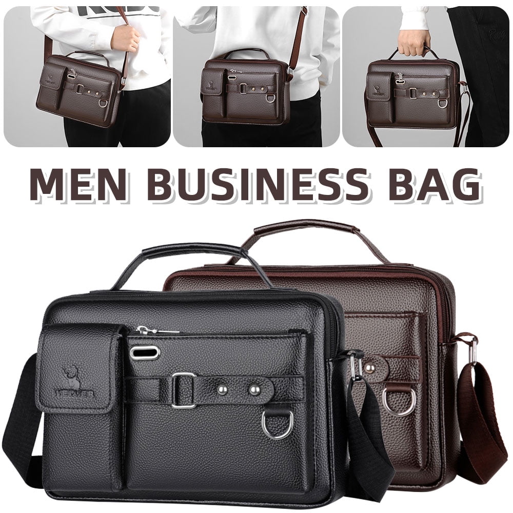 Men's Adjustable Strap Business Casual PU Leather Bag - 3-in-1 Briefcase Handbag Crossbody Messenger, Large Capacity ... - Image 2