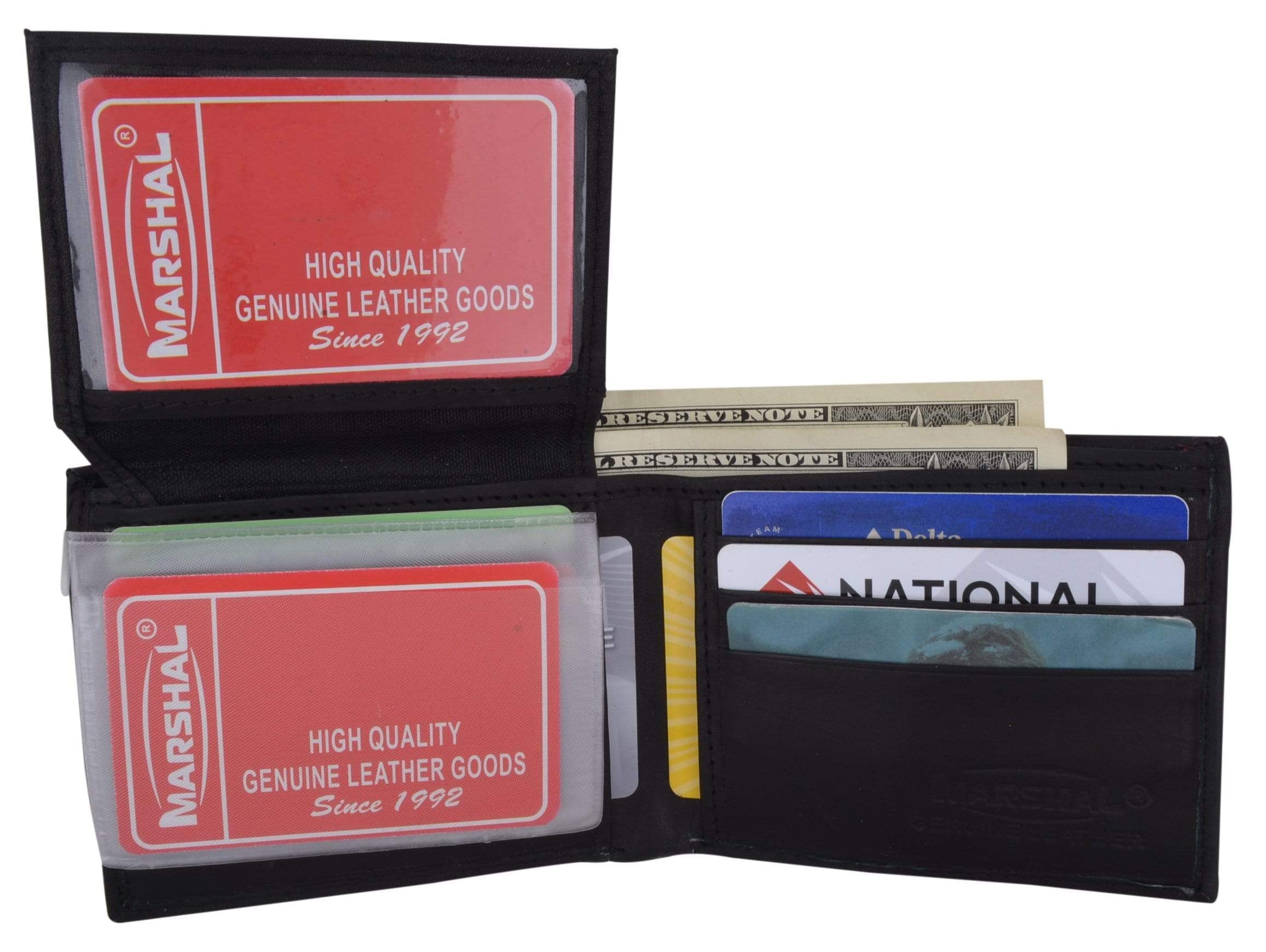 Bifold Mens Smooth Genuine Leather Flap Up ID Wallet 1153 CF - Image 5