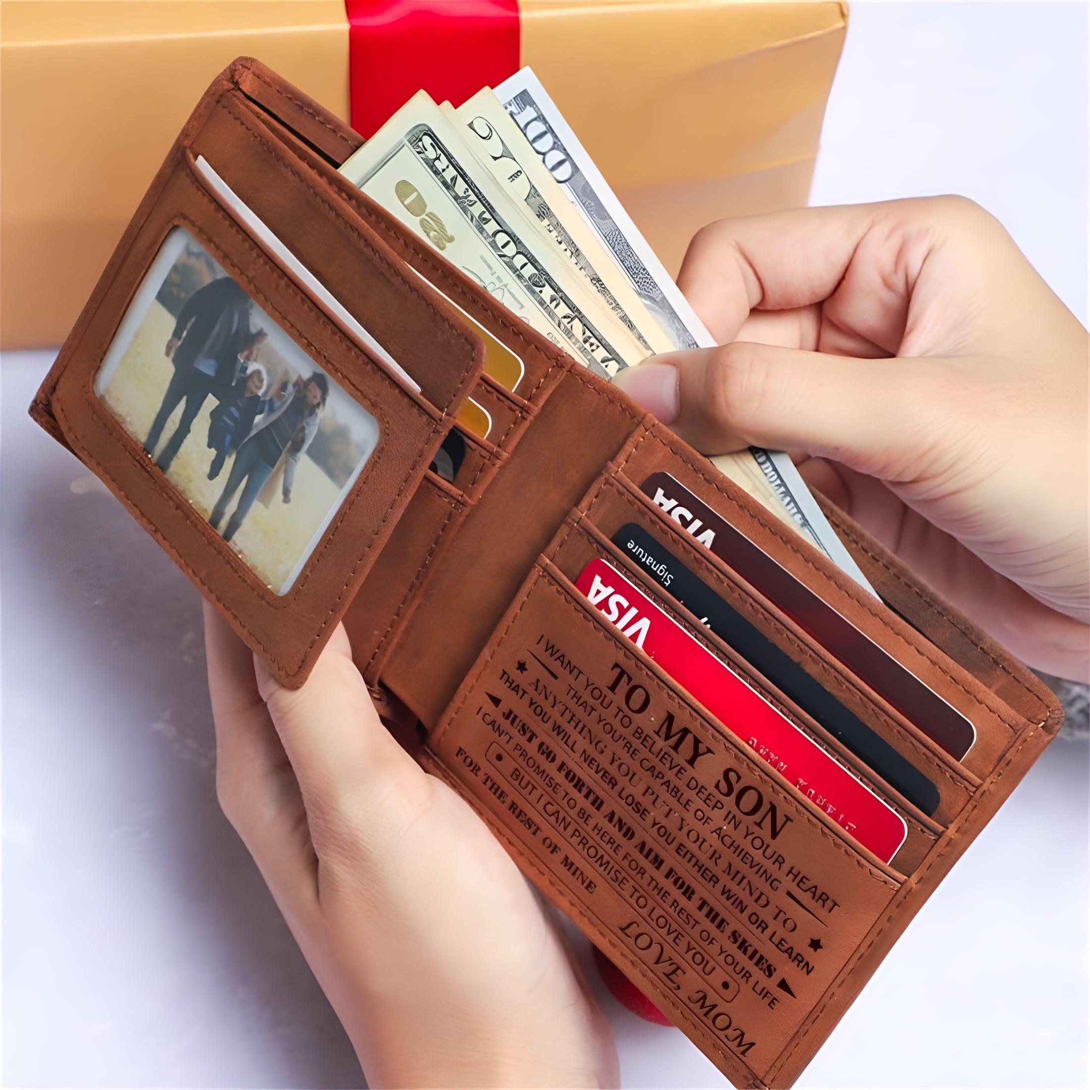 Wallet For Son Mom - Faux Leather Wallet For Men - Wallet For Men RFID Blocking Wallet For Men Son Gifts Mom To My So... - Image 4