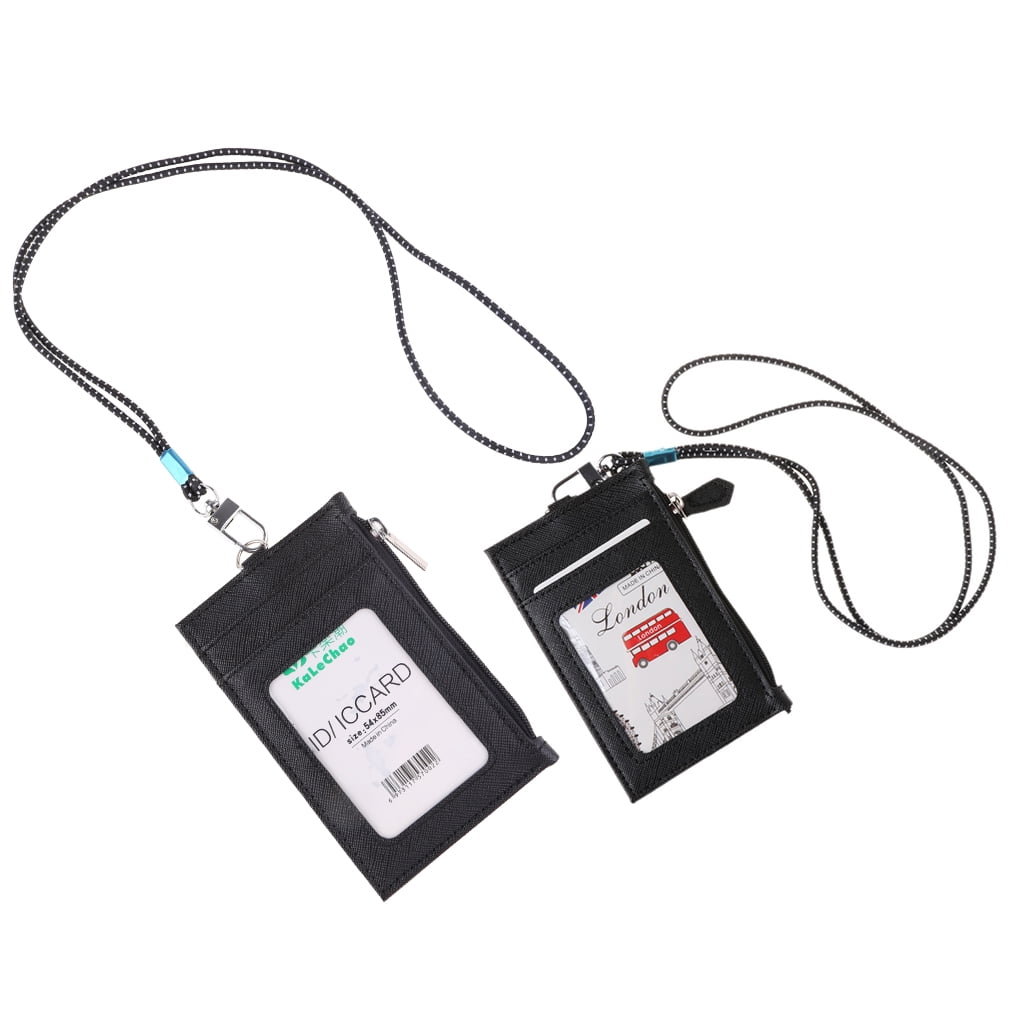 Women Business Card Holder Wallet Men PU Leather ID Cards Holders Case Neck Strap Lanyard Ladies Fashion Mini Slim Wa... - Image 2