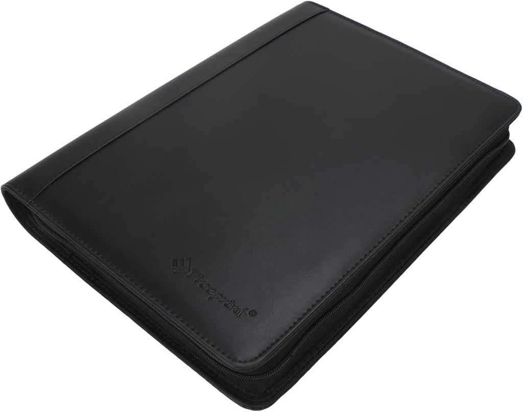 3 Ring with Writing Pad Legal Size Letter - PU Leather Professional Padfolio Folder for Interview Business, Black - Image 2