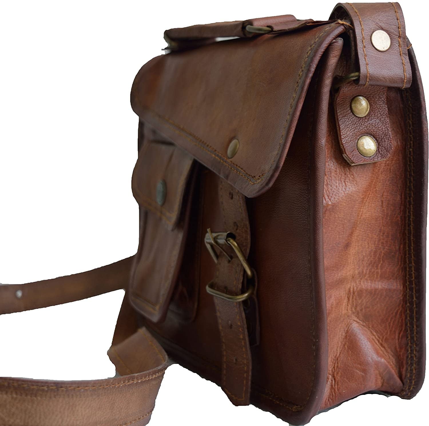 11" Leather Messenger Bag Satchel Laptop Briefcase for Men Women Cross Body Shoulder Purse Travel Work Bag Birthday Gift - Image 2