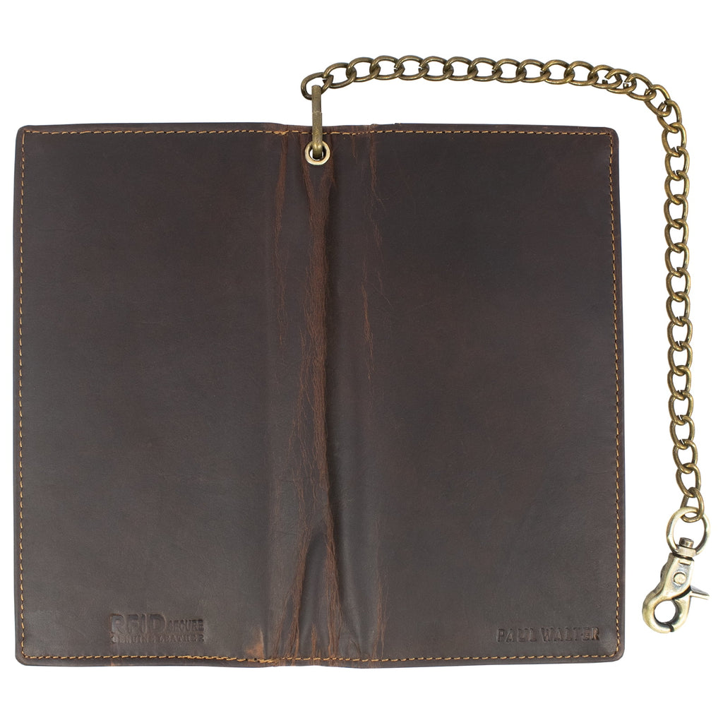 Vintage Leather RFID Blocking Men's Biker, Trucker Chain Bifold Wallet - Image 5