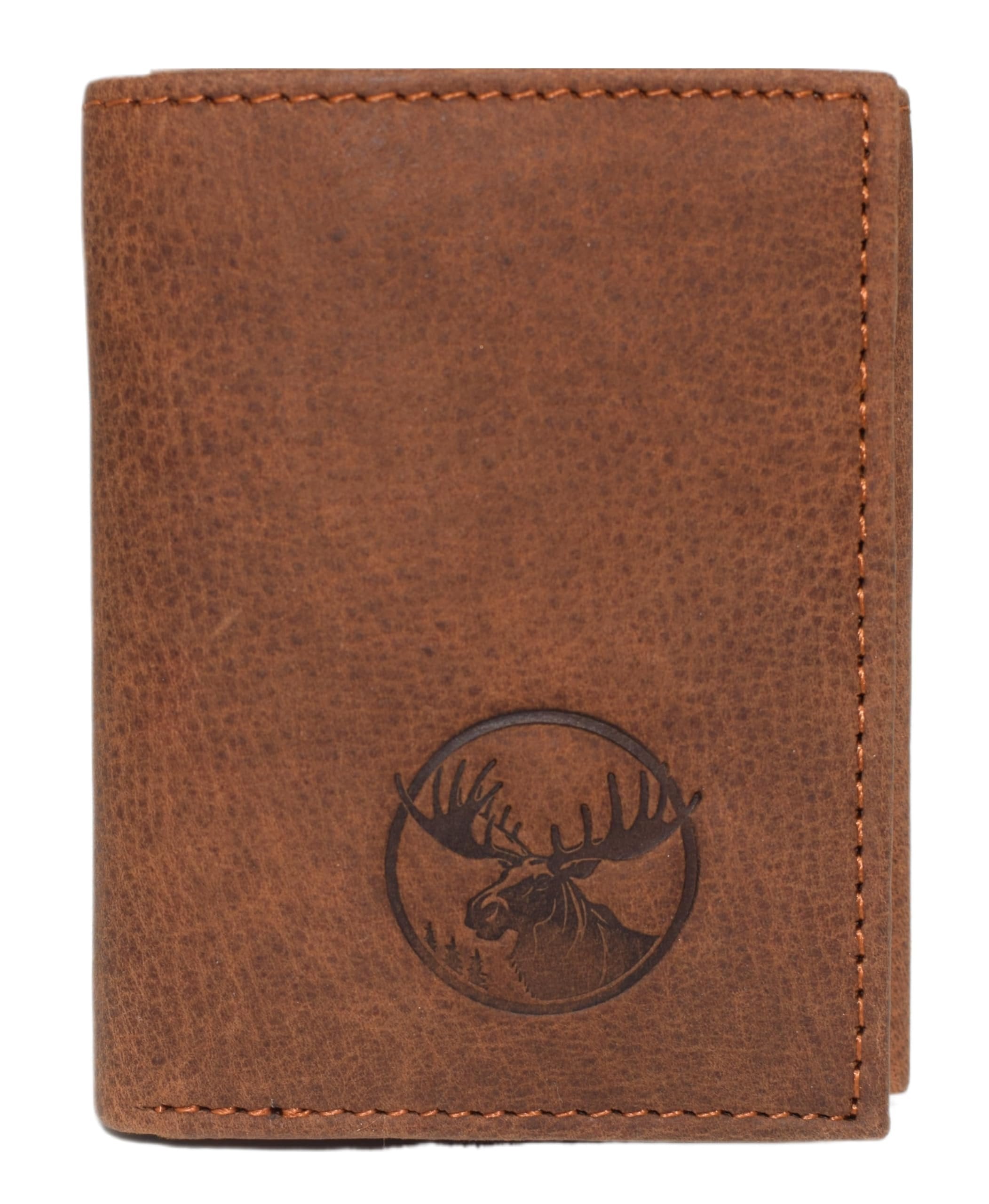 Marshal RFID Blocking Moose Genuine Leather Bifold Trifold Wallet for Men Gift Trifold - Image 4