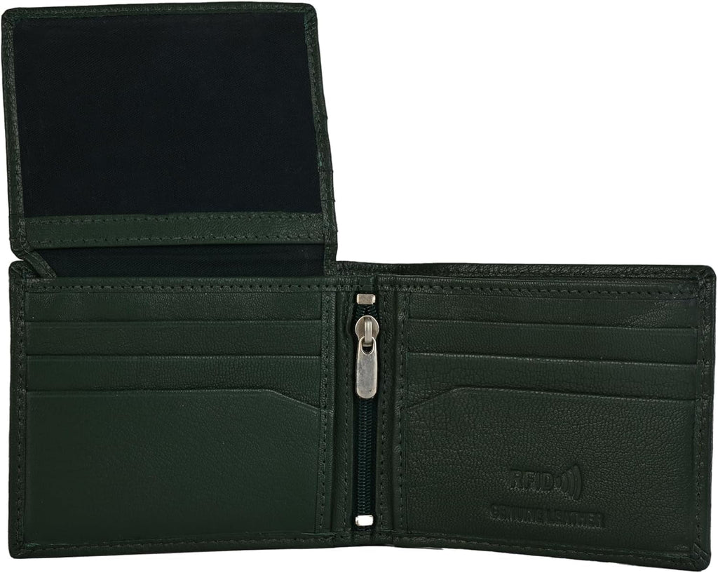 Genuine Leather RFID Blocking Wallet for Men | Slim Bifold Design with Zipper Coin Pocket, ID Window & Multiple Card ... - Image 5