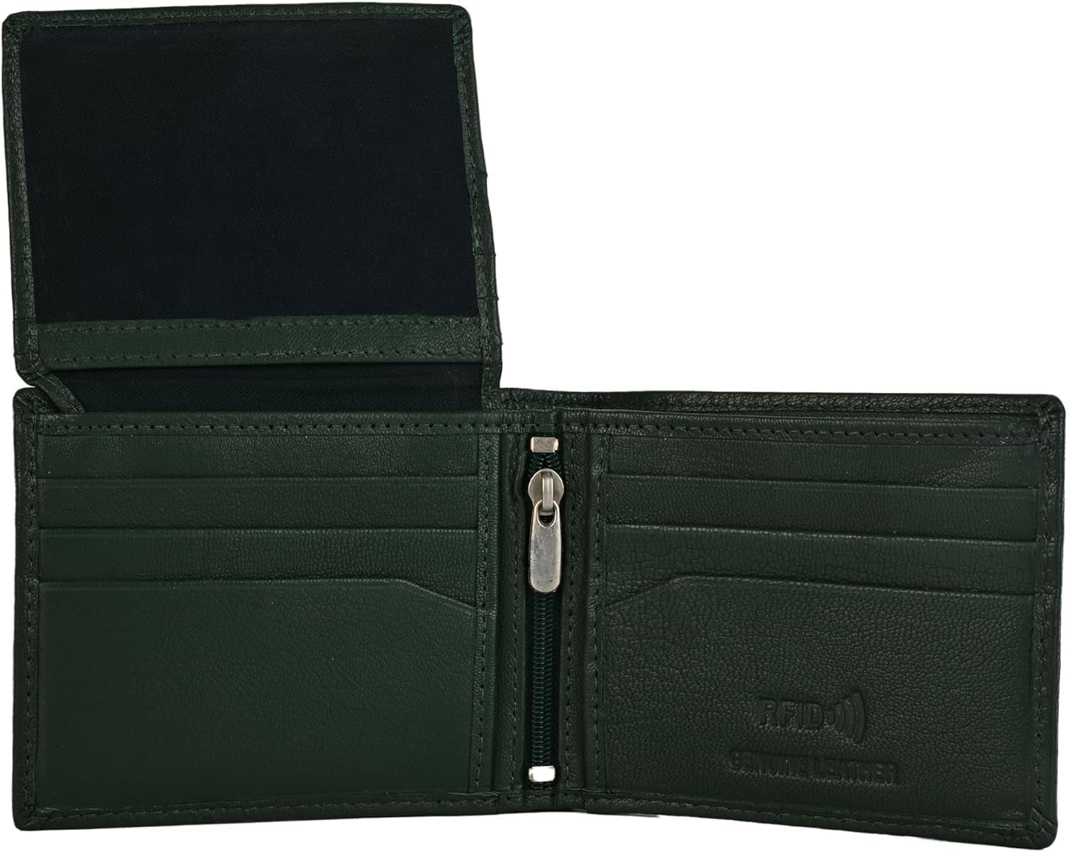 Genuine Leather RFID Blocking Wallet for Men | Slim Bifold Design with Zipper Coin Pocket, ID Window & Multiple Card ... - Image 5