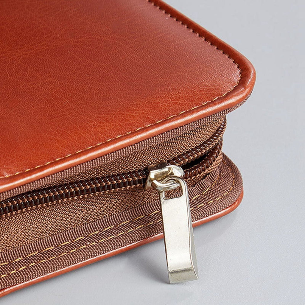 Leather Portfolio Folder with Zipper for Women/Men, Business Padfolio with Handle, Conference Notepad Folder Browm - Image 5