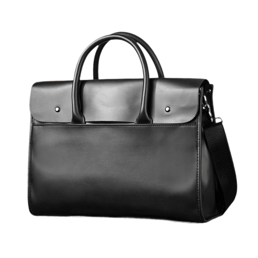 Bag PU Leather Easy Carrying Sturdy Handbag Casual Shoulder Bag Work Bag Computer Bag for Work Office Black - Image 3