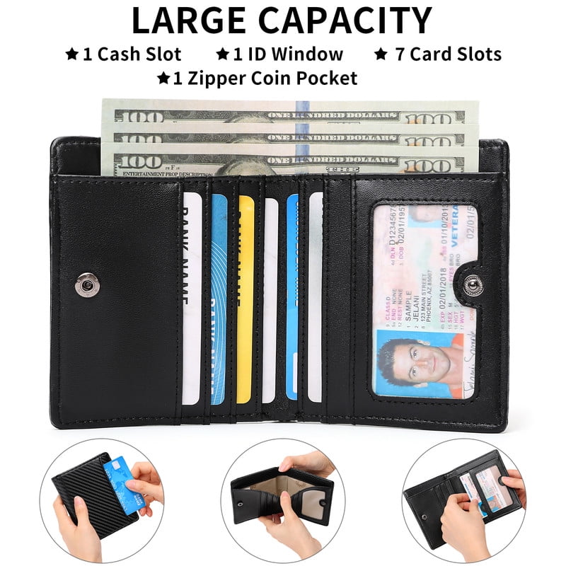 Mens Slim Bifold Wallet RFID Blocking, Front Pocket Leather Wallet with Zipper Coin Pocket, Minimalist Thin Credit Card Holder for Men - Image 3