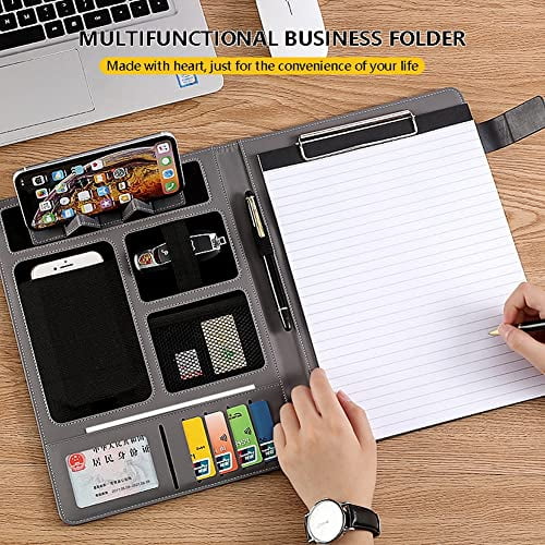 Padfolio Clipboard Folder Portfolio A4 Leather Resume Portfolio Interview Legal Document Organizer Business School Office Conference Notepad - Image 2