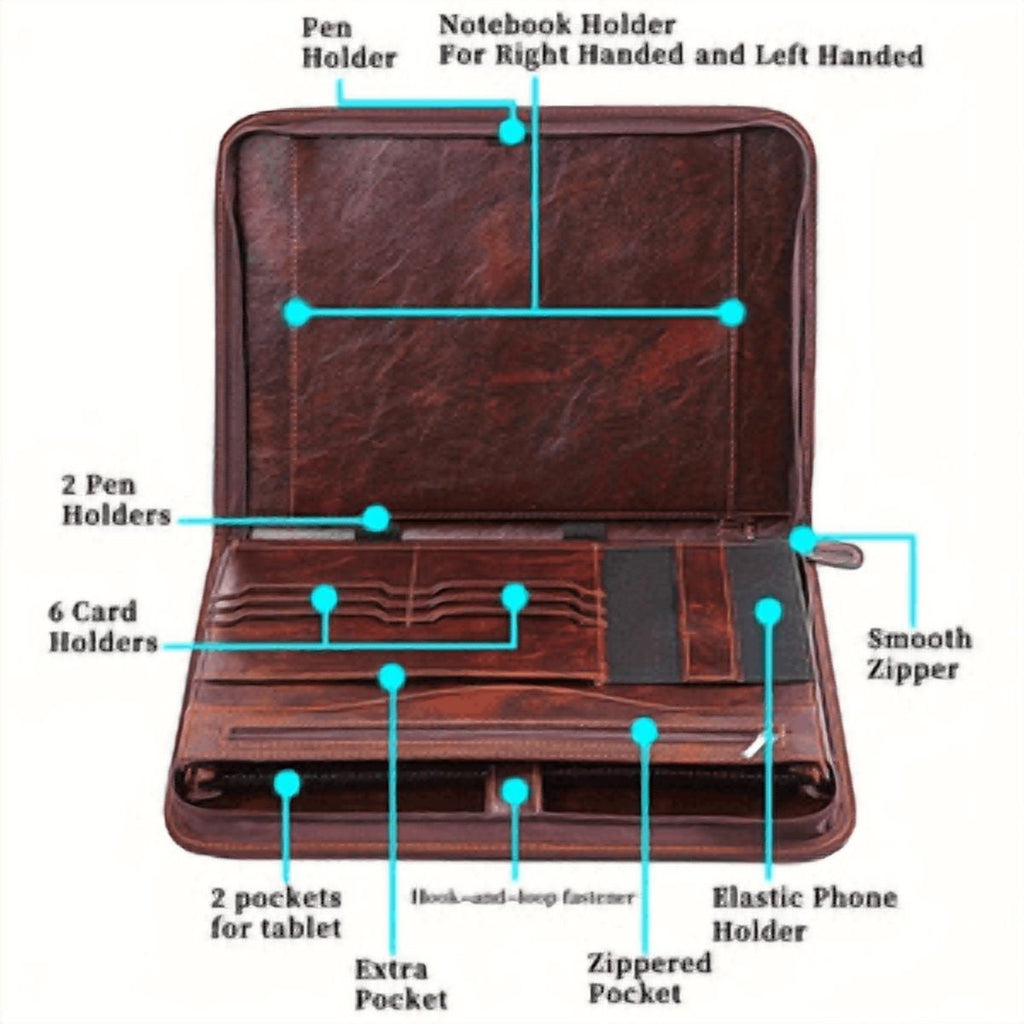 with 3 Ring Binder, Professional PU Leather Portfolio Organizer with tepad, Tablet & Phone Pocket, Business Resume Do... - Image 3