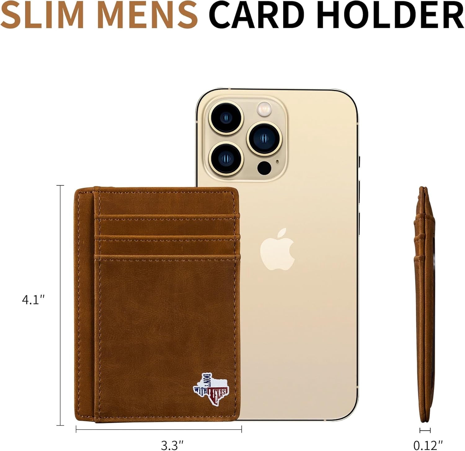 Don't Mess with Texas on Cardholder, Slim Front Pocket Wallet, PU Leather, Khaki, Card Holder, RFID Blocking with Tex... - Image 5