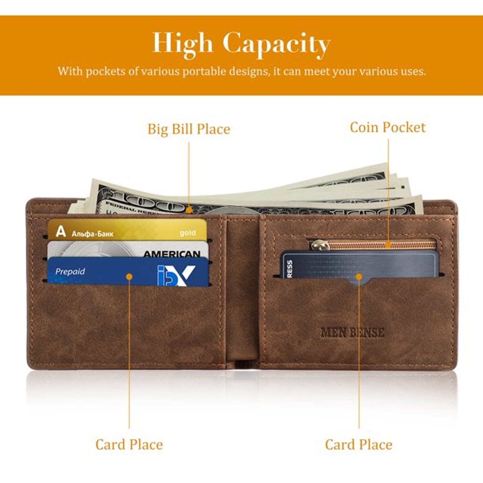Clearance! Dusknt Pu Leather Wallet for Men Tsv Men's Bifold Wallet Slim Minimalist Front Pocket Wallet Id Window Card Case Rfid Blocking Wa - Image 6