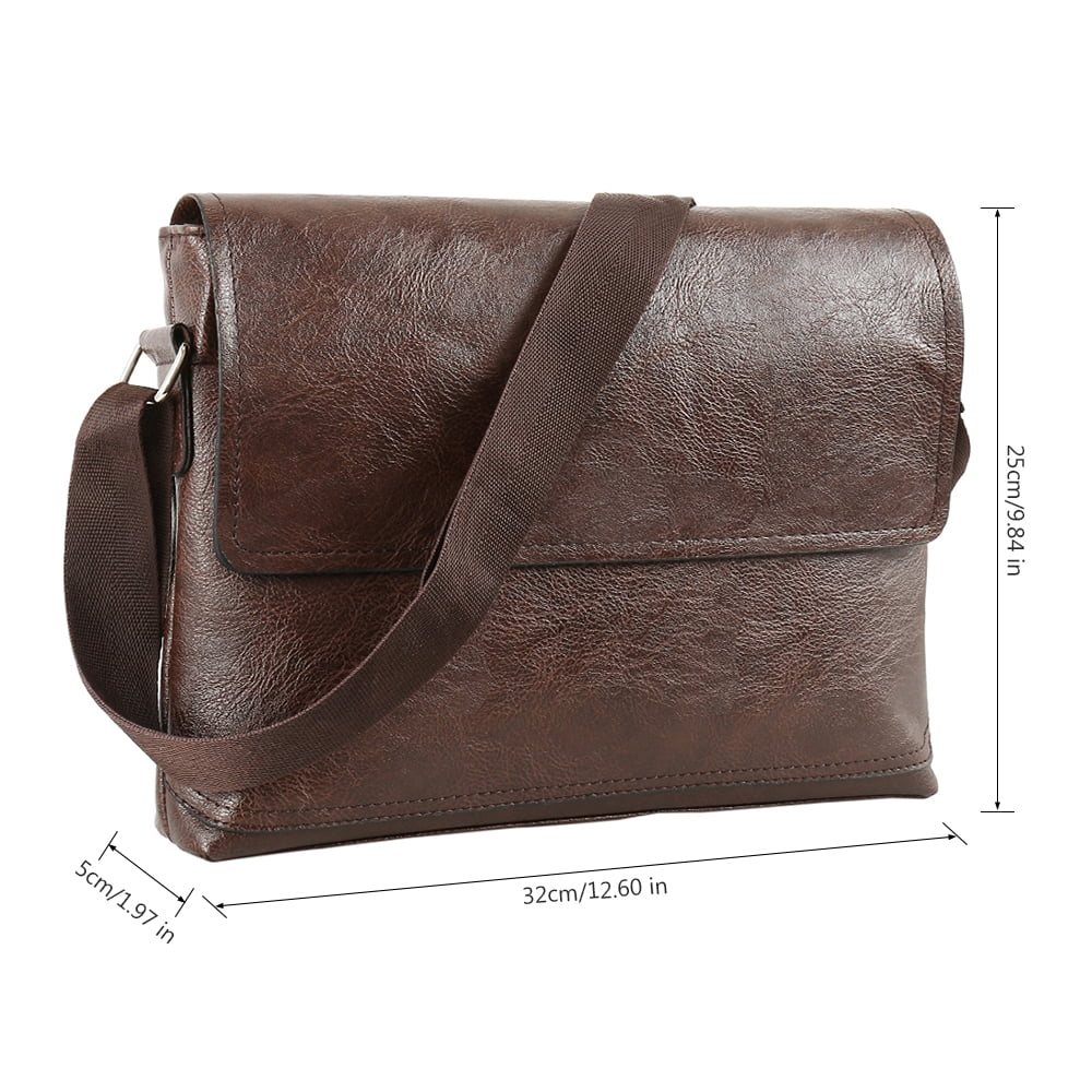 Men Handbag Messenger Shoulder Bag Pu Leather Messenger Shoulder Briefcase Vintage Unisex Laptop College School Satch... - Image 6
