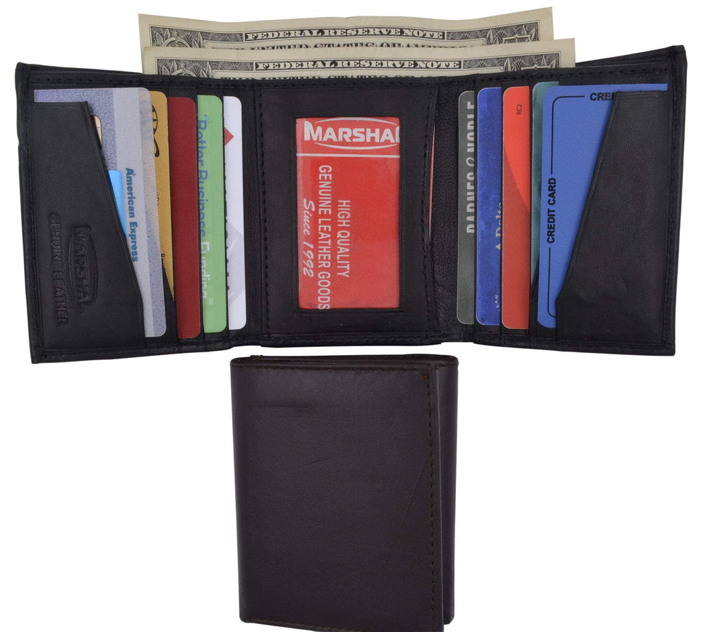 Mens Soft Leather Trifold Wallet with Vertical Card Slots and ID Window 1855 - Image 2