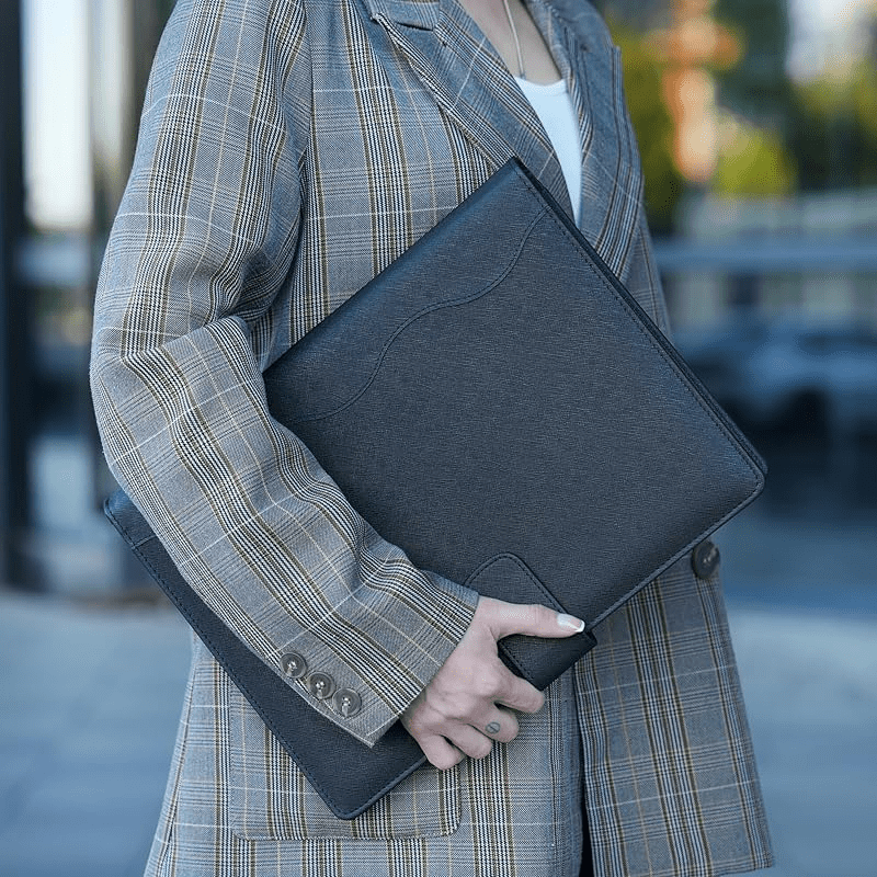 Wonderpool A4 PU Leather Ring Holder Writing Portfolio Multi Document Case with Removable Binder Clipboard and Functional Pocket for Organiz - Image 2