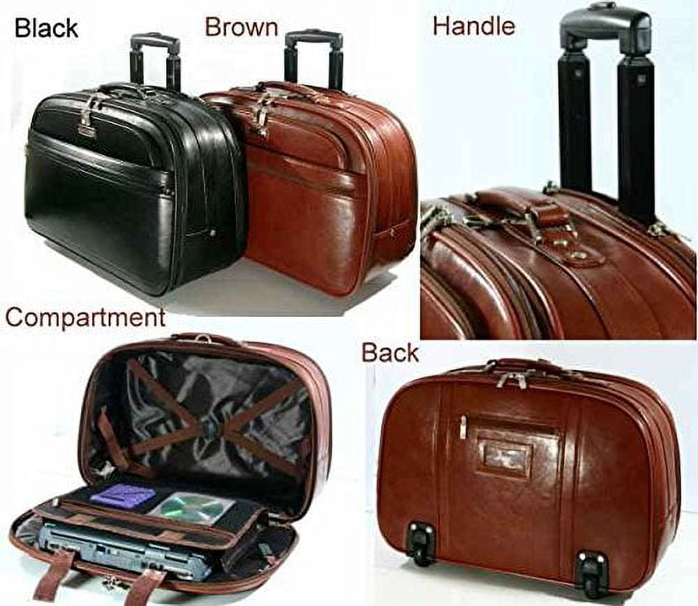 Genuine Leather 40" Rolling Briefcase Travel Luggage 15 Laptop Bag, Black Unisex, Adults, Dimension: 13.75" H x 21" W... - Image 2