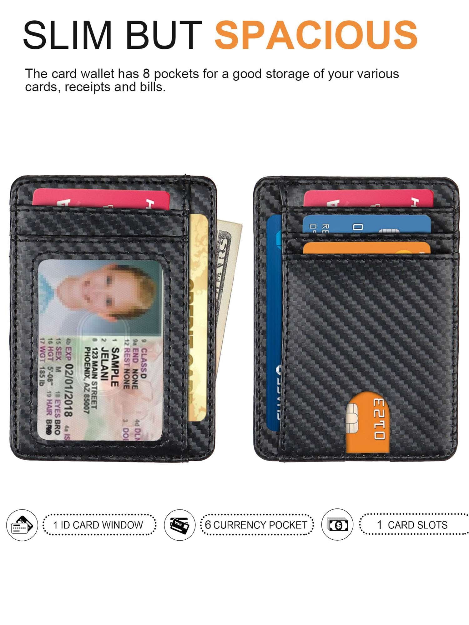 Slim Minimalist Front Pocket RFID Blocking Card Holder Leather Wallets for Men Women - Image 3