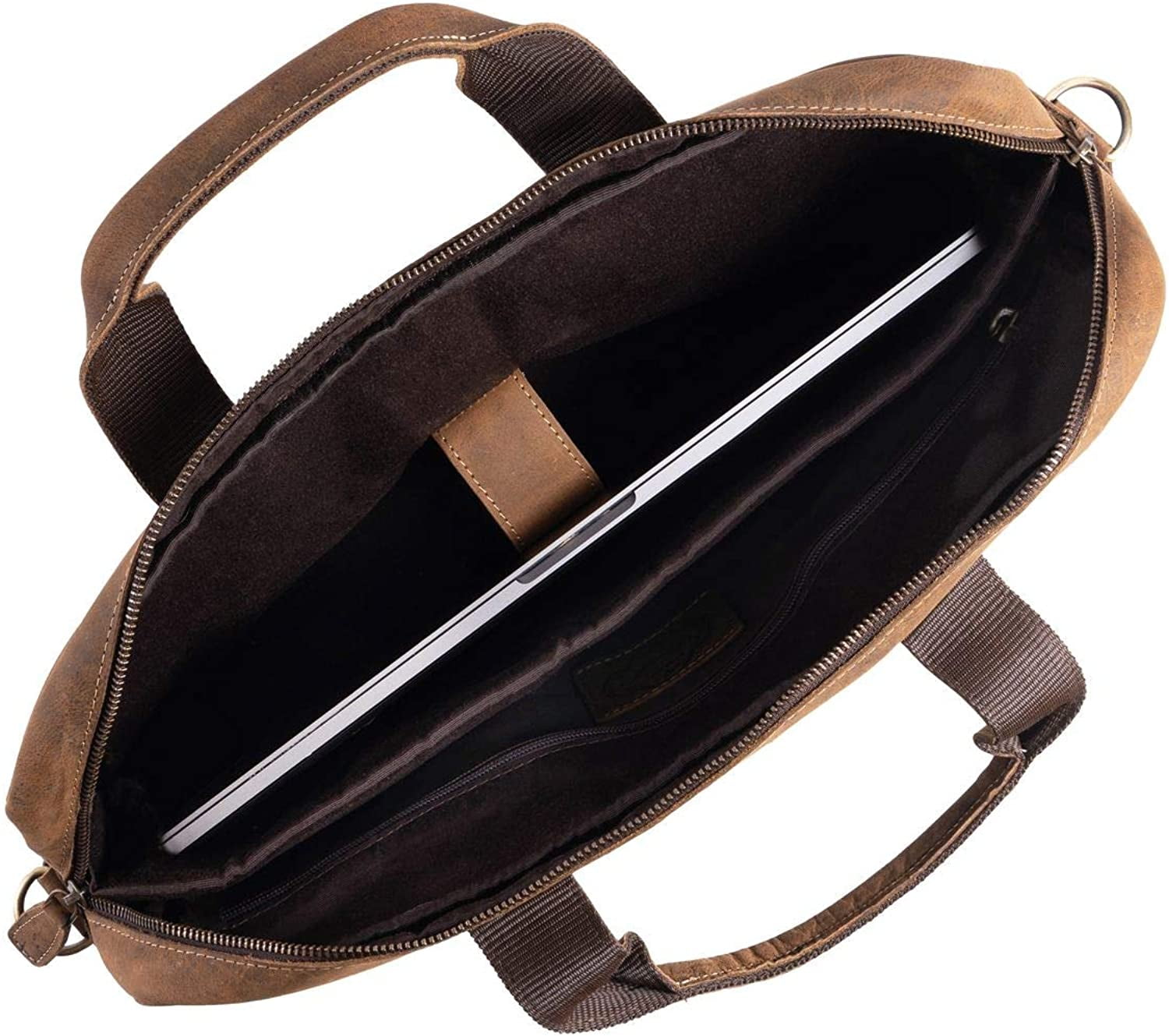 16-Inch Full Grain Leather Laptop Messenger Bag  Briefcase Satchel for Men and Women, Office Shoulder Bag with Multiple Compartments - Image 4