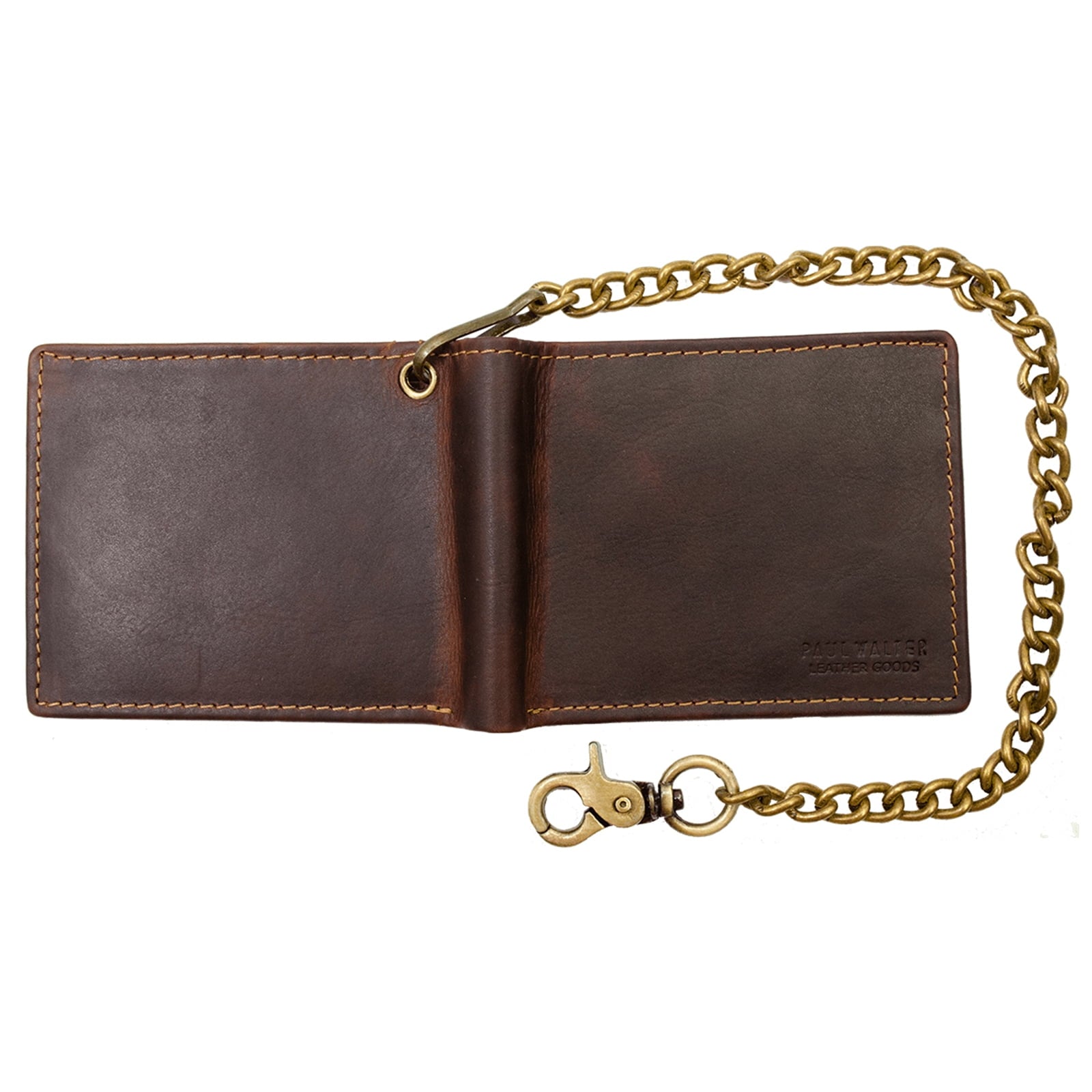 Men Biker Long Chain Trifold Wallet in Vintage Hunter Leather - Image 4
