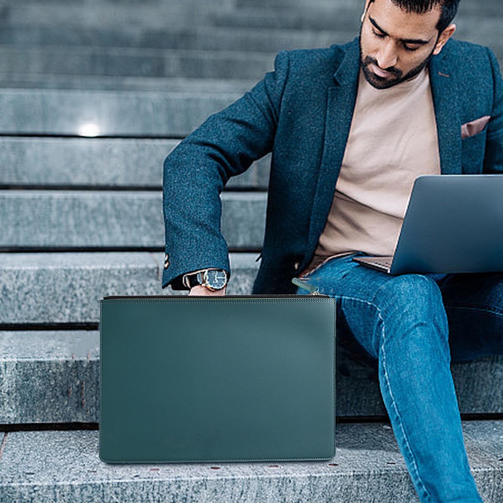 Leather Document Bag - Water-resistant Official Briefcase for Men and Women, Ideal for Business and Travel - Image 5