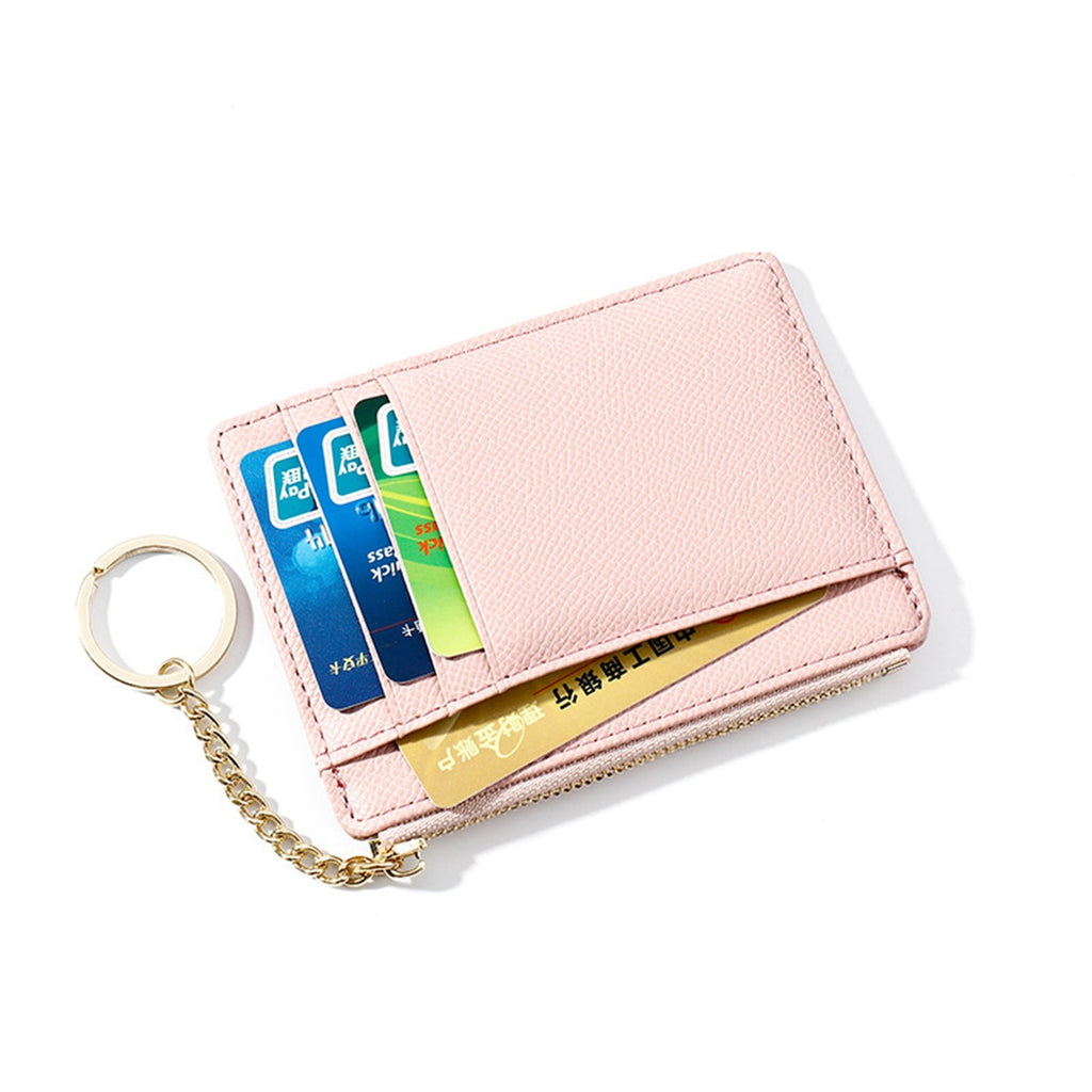 Slim Keychain Wallet Womens Leather Credit Card Holder Coin Change Purse Pouch with Zipper - Image 3