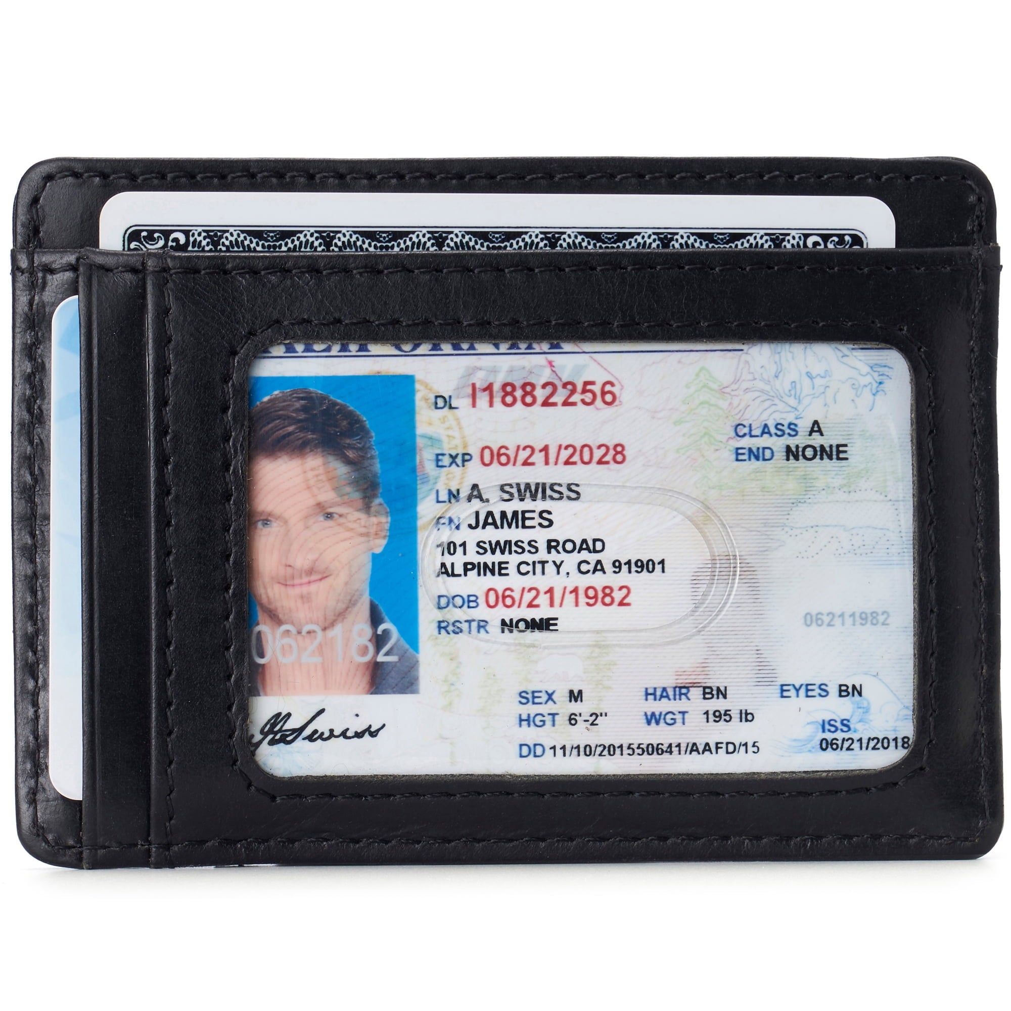 Mens RFID Money Clip Leather Minimalist Wallet Card Case ID Window - Image 2