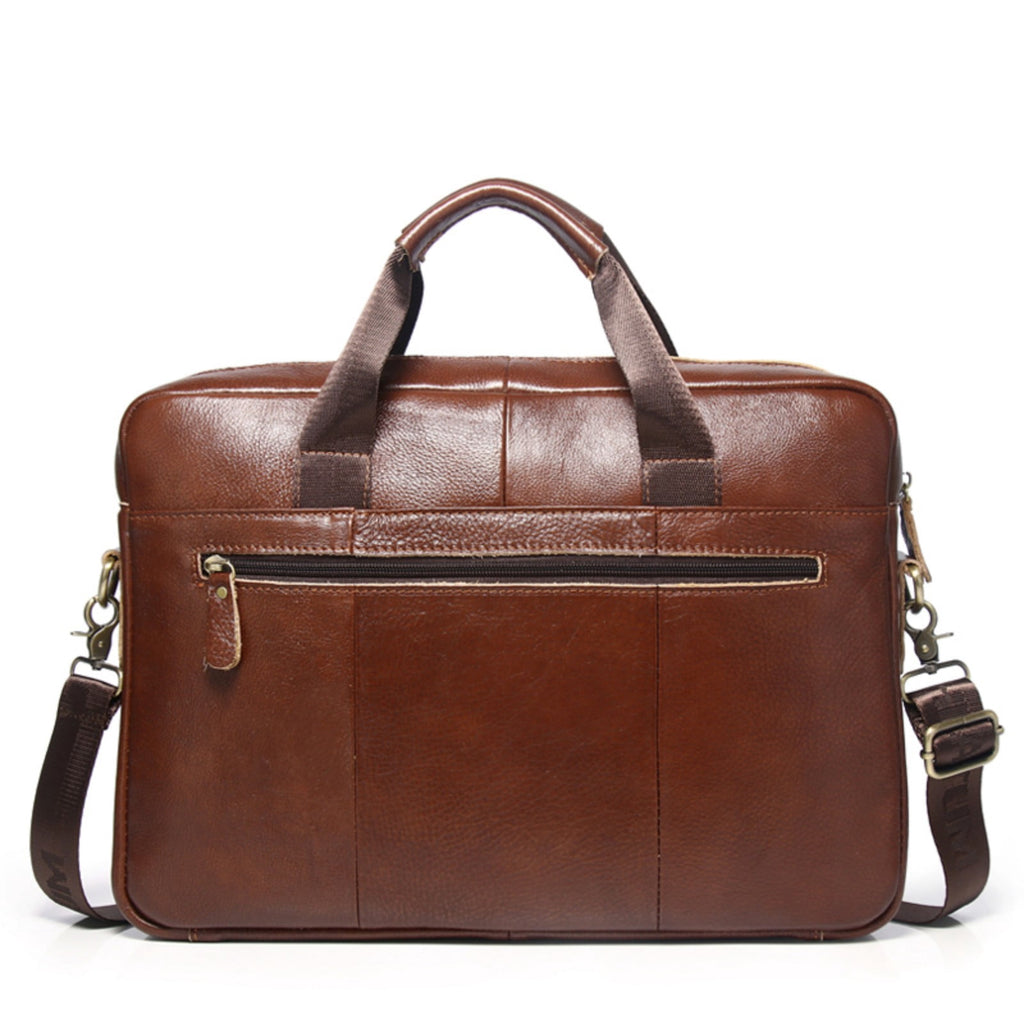 Leather Briefcase for Men Large Capacity 15.6 Inch Laptop Business Travel Shoulder Bag - Image 4