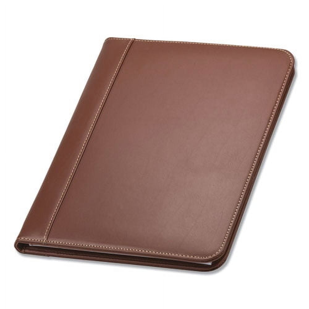 "Contrast Stitch Leather Padfolio, 8 1/2 X 11, Leather, Tan | Bundle of 2 Each" - Image 2