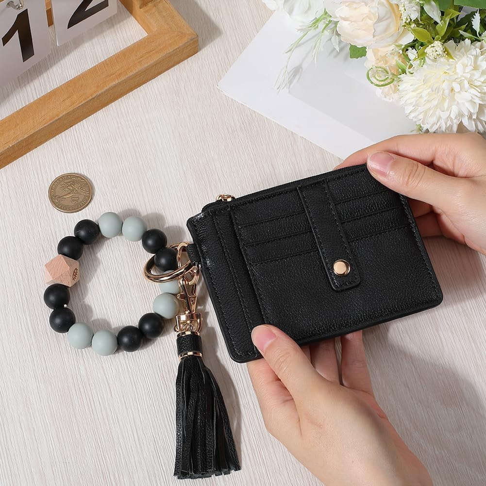 1pc Wristlet Bracelet Keychain Wallet for Women Small Leather Coin Purse Mini Change Pouch Credit Card Holder Purse S... - Image 3