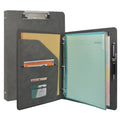 3 Ring Binder Padfolio Clipboard Case with Color File Folders, PU Leather Padfolio Ring Binder with Clipboard