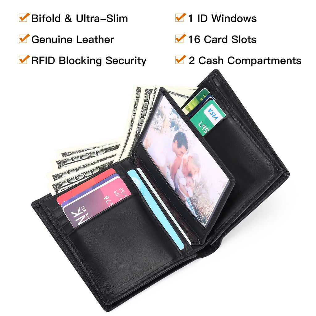 Minimalist Wallets for Men Genuine Leather Bifold Wallet RFID Blocking Card Holder - Image 4