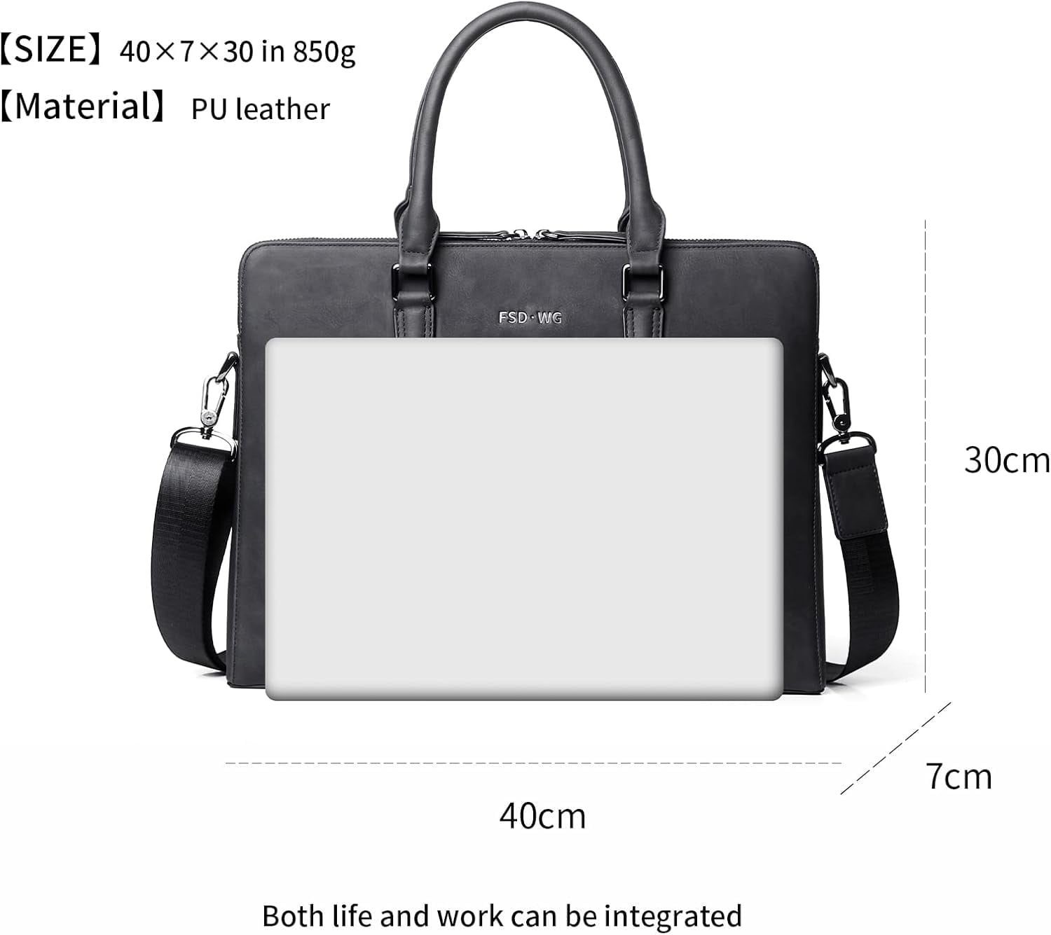 Business Bag Leather Messenger Bag Water Resistant Business Travel Briefcase Handbag Briefcase for Men - Image 4