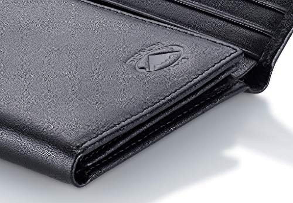 Leather Trifold RFID Wallet For Men With Flip Out ID Holder (Black) - Image 3