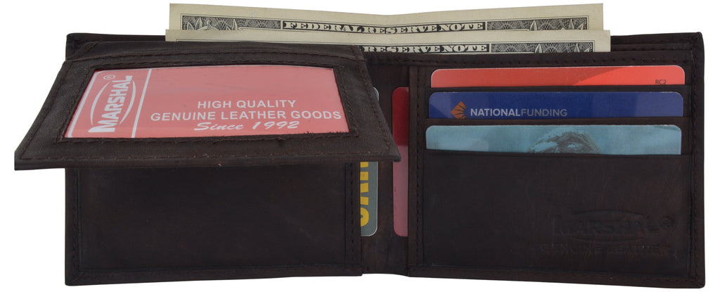 Men's Leather Bifold ID Card Holder Purse Wallet Billfold Handbag Slim Clutch - Image 4