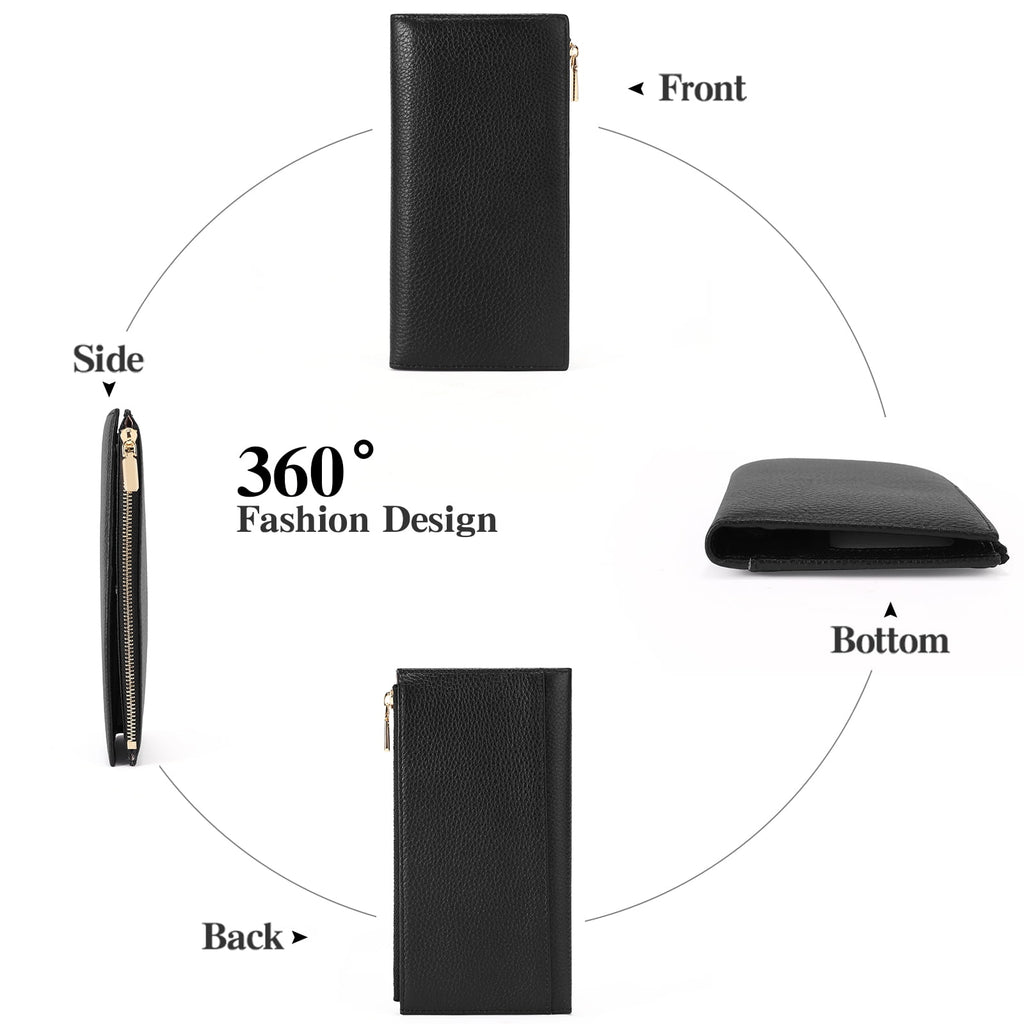 Wallets for Women RFID Blocking Ultra Slim Real Leather Credit Card Holder Clutch - Image 5