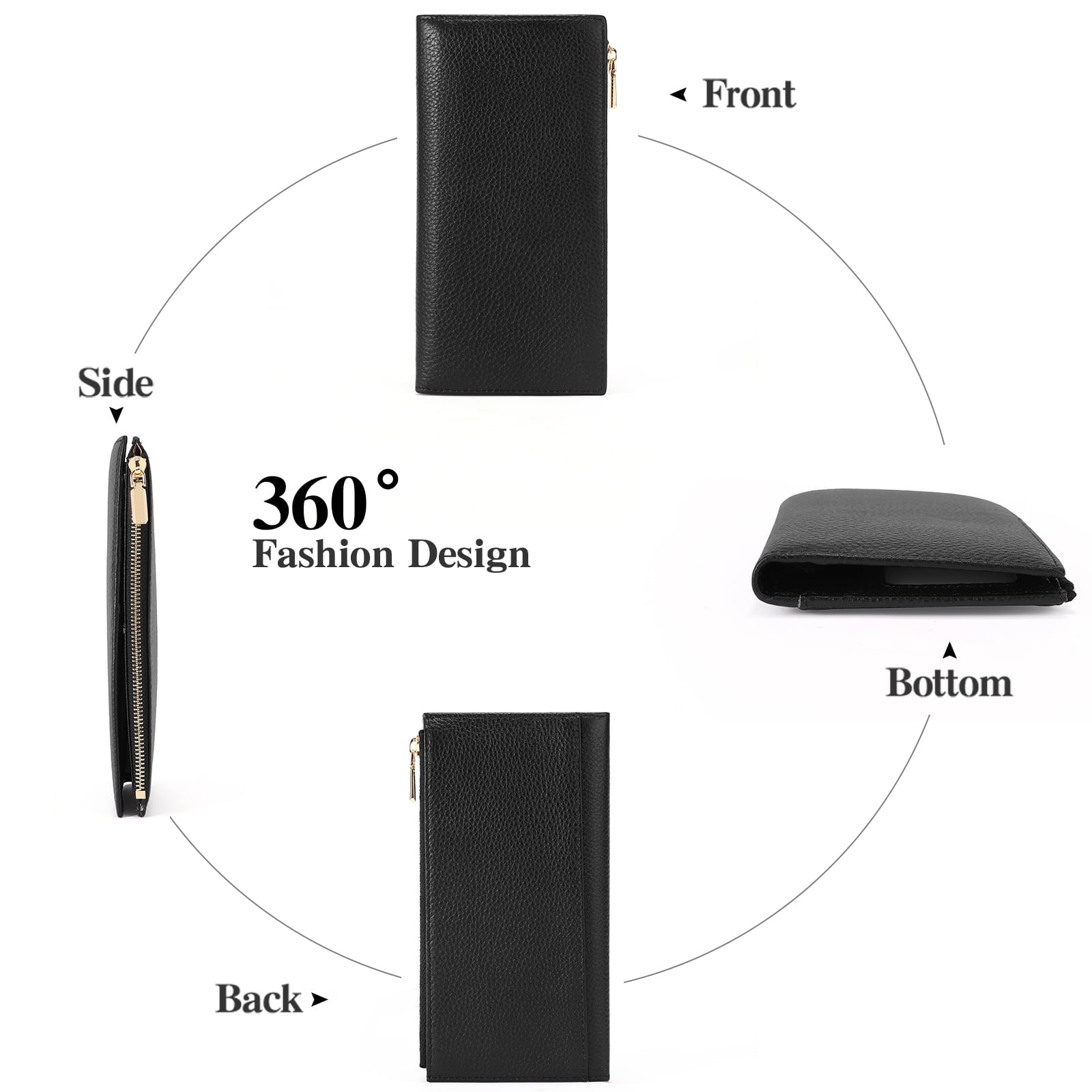 Wallets for Women RFID Blocking Ultra Slim Real Leather Credit Card Holder Clutch - Image 5