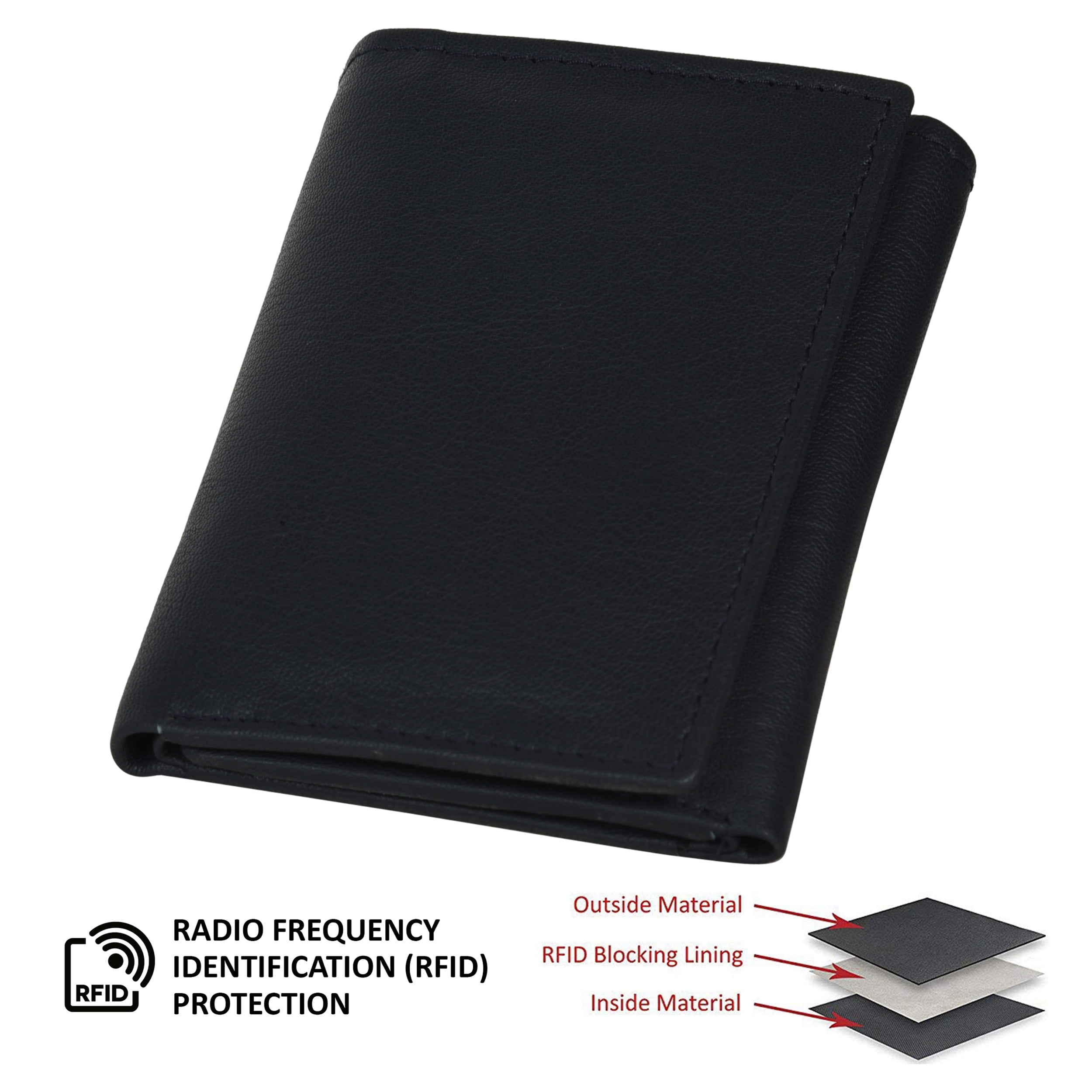 Genuine Leather Slim Trifold Wallets For Men - Mens Wallet RFID Blocking Holiday Gifts For Men - Image 5